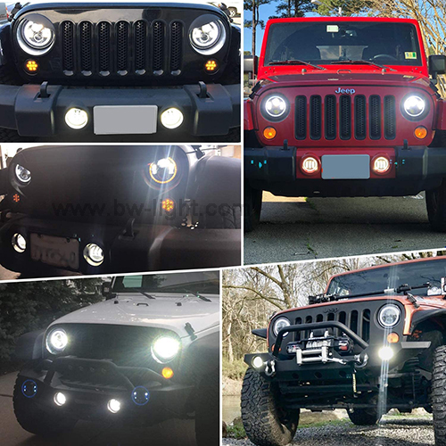 Yuvarlak farlar yüzük melek gözleri Jeep için iş ışıkları