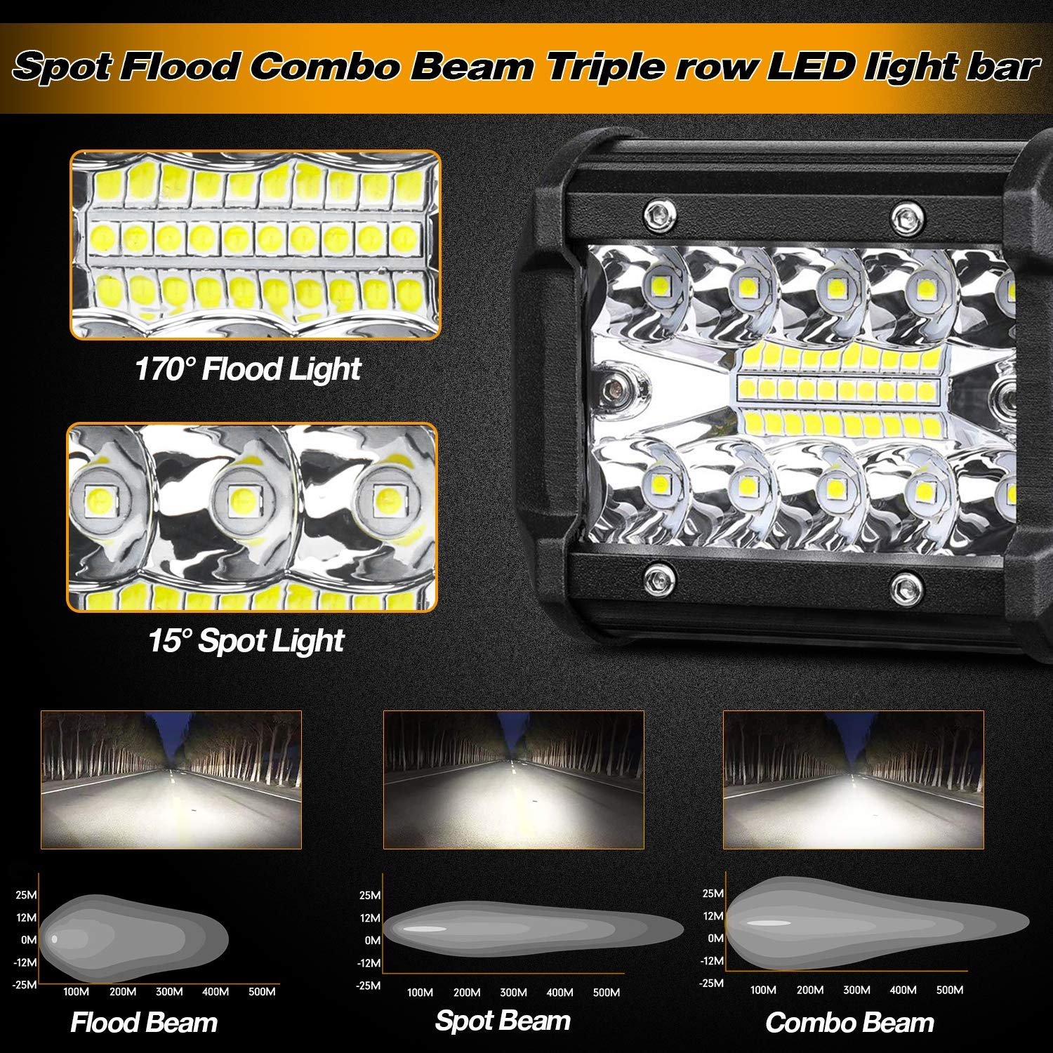 60W 4inch Spot Flood Combo LED Çalışma Işığı Çubuğu