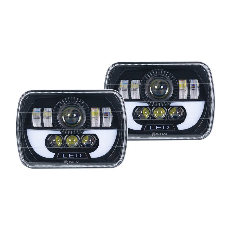 5x7 inç LED kamyon far iş lambası, hi/lo kirişli ve gündüz çalışma lambası