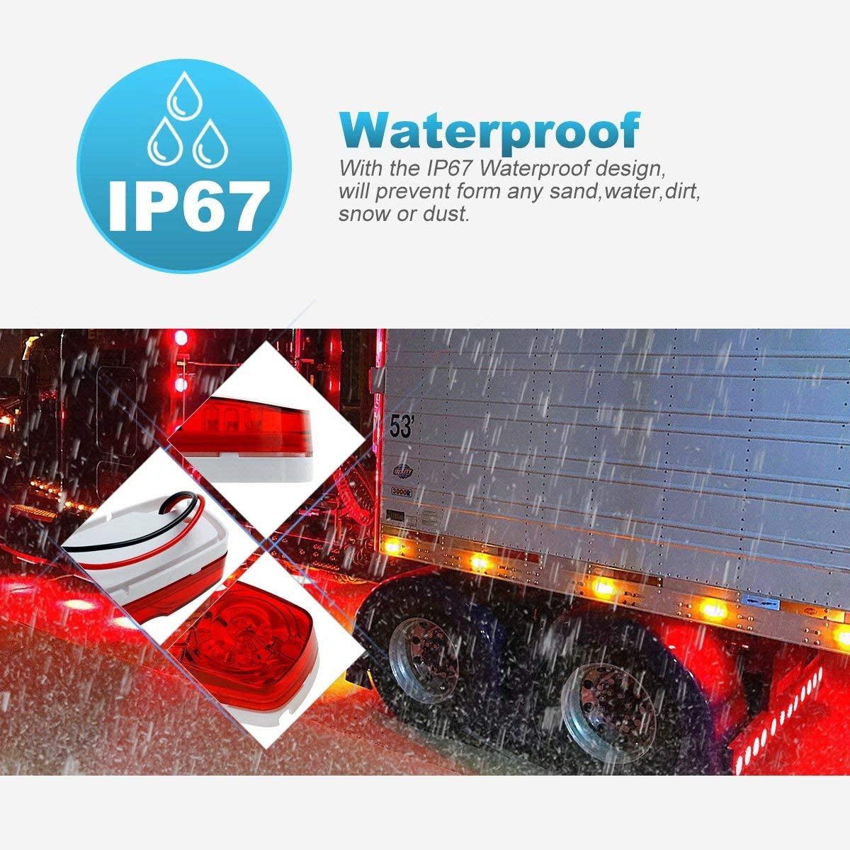 kare su ge&ccedil;irmez led &ccedil;alışma lambası, Sıcak Satış LED yan Işık, 12V LED Yan sinyal lambası, kamyon i&ccedil;in LED Yan sinyal lambası, 3/4 in&ccedil; LED Yan sinyal lambası