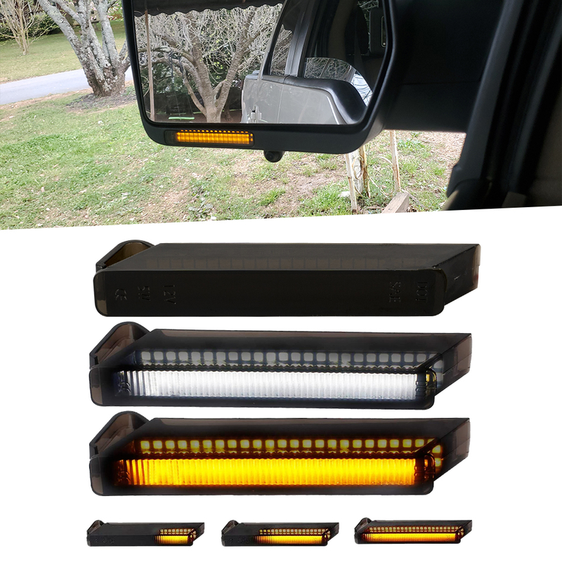 Ford F150 Expedition LED Flash ve DRL Yan Dikizle Bakış Ayna Dönüş Sinyalleri Çalışan Işıklar (Füme Lens)