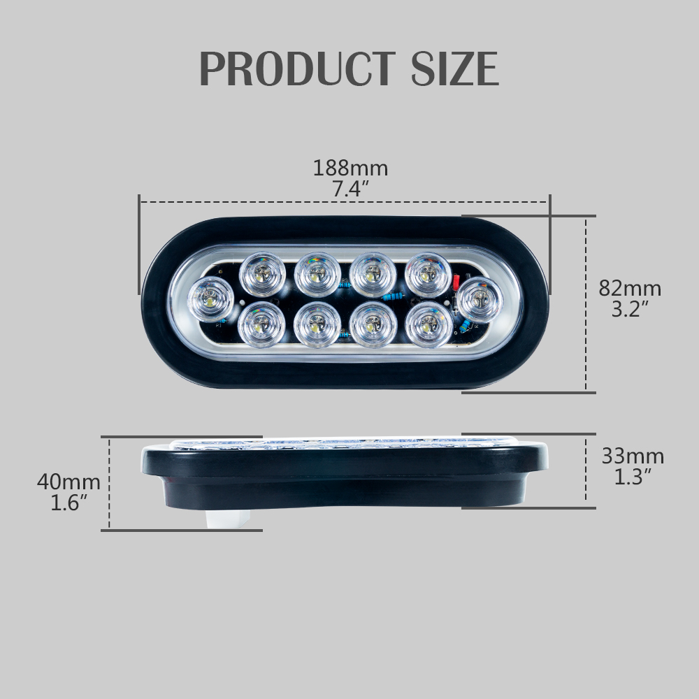 6 inç Amber Oval LED römork kuyruk ışığı 