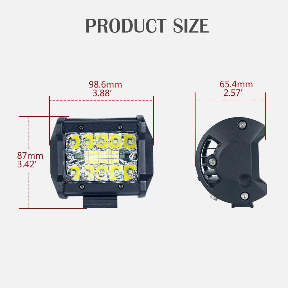 60W Dikdörtgen 4 İnç Led Çalışma Ampul