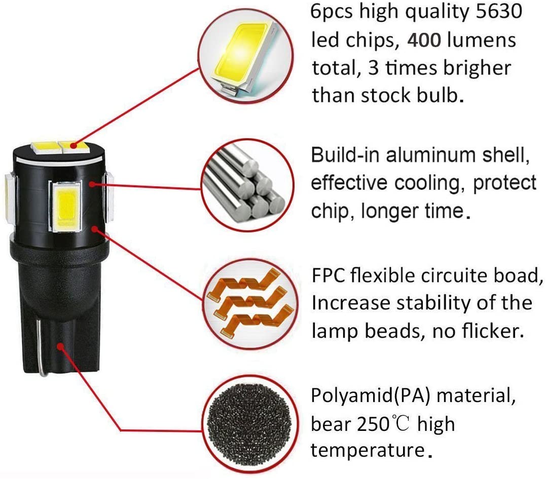 T10 kama led araba iç kubbe ampulleri kapı izniyle plaka lambası 