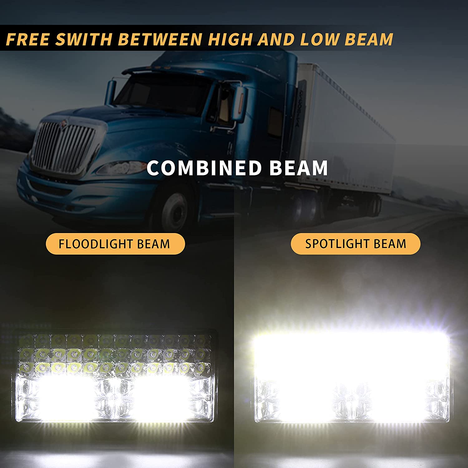 Kamyon için evrensel LED dikdörtgen sürüş iş ışıkları