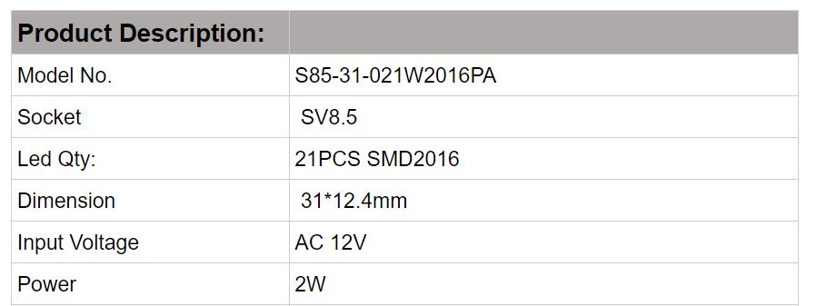 LED Araba Ampulleri S85-31-021W2016PA