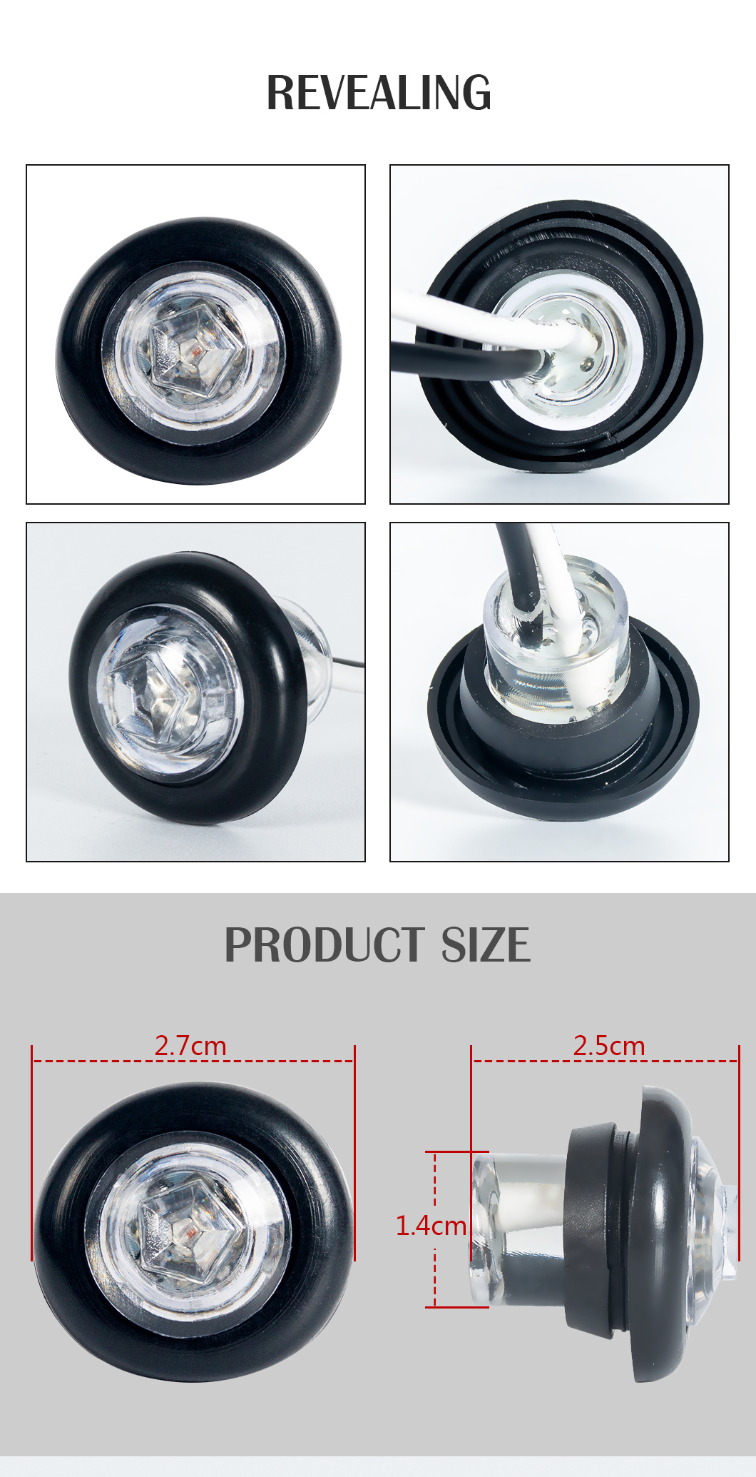 3/4 in&ccedil; Yuvarlak İşaret&ccedil;i Işık Su ge&ccedil;irmez yıkama LED işaretleyici ışıkları. 1.3/4 