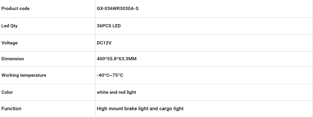 GX-036WR3030A-S GM Fren Işıkları